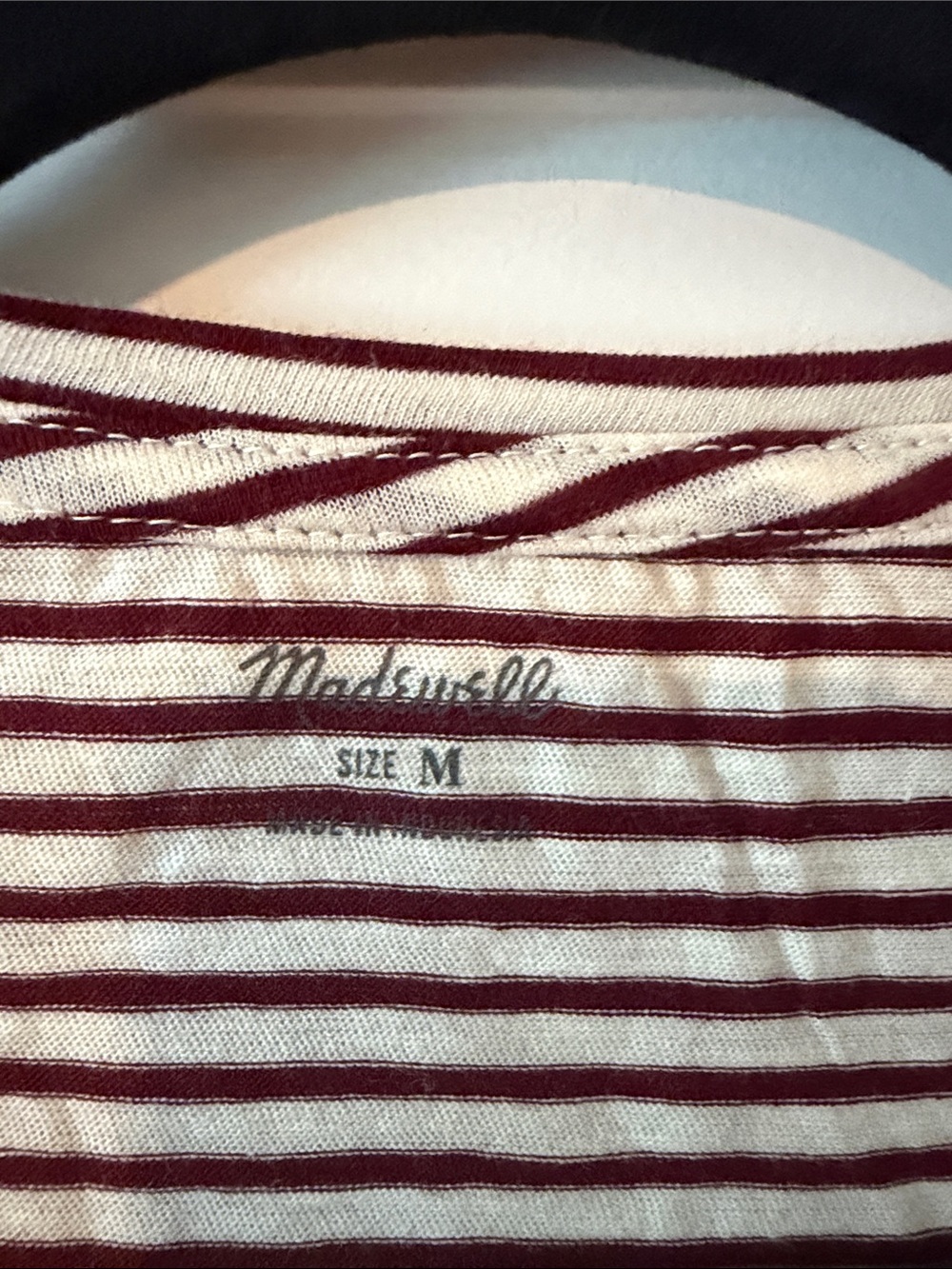 NWOT Madewell Striped V-Neck Short Sleeve Top - size M - Picture 2 of 4